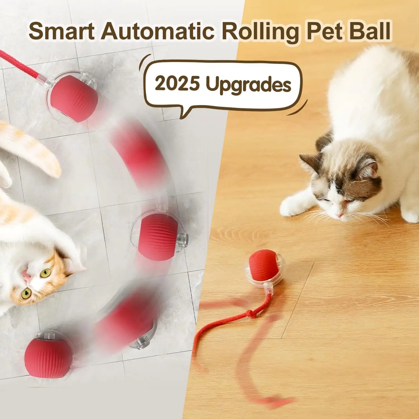 ZvizziPets™ SmartTail – Rechargeable Interactive Rolling Ball Toy for Cats