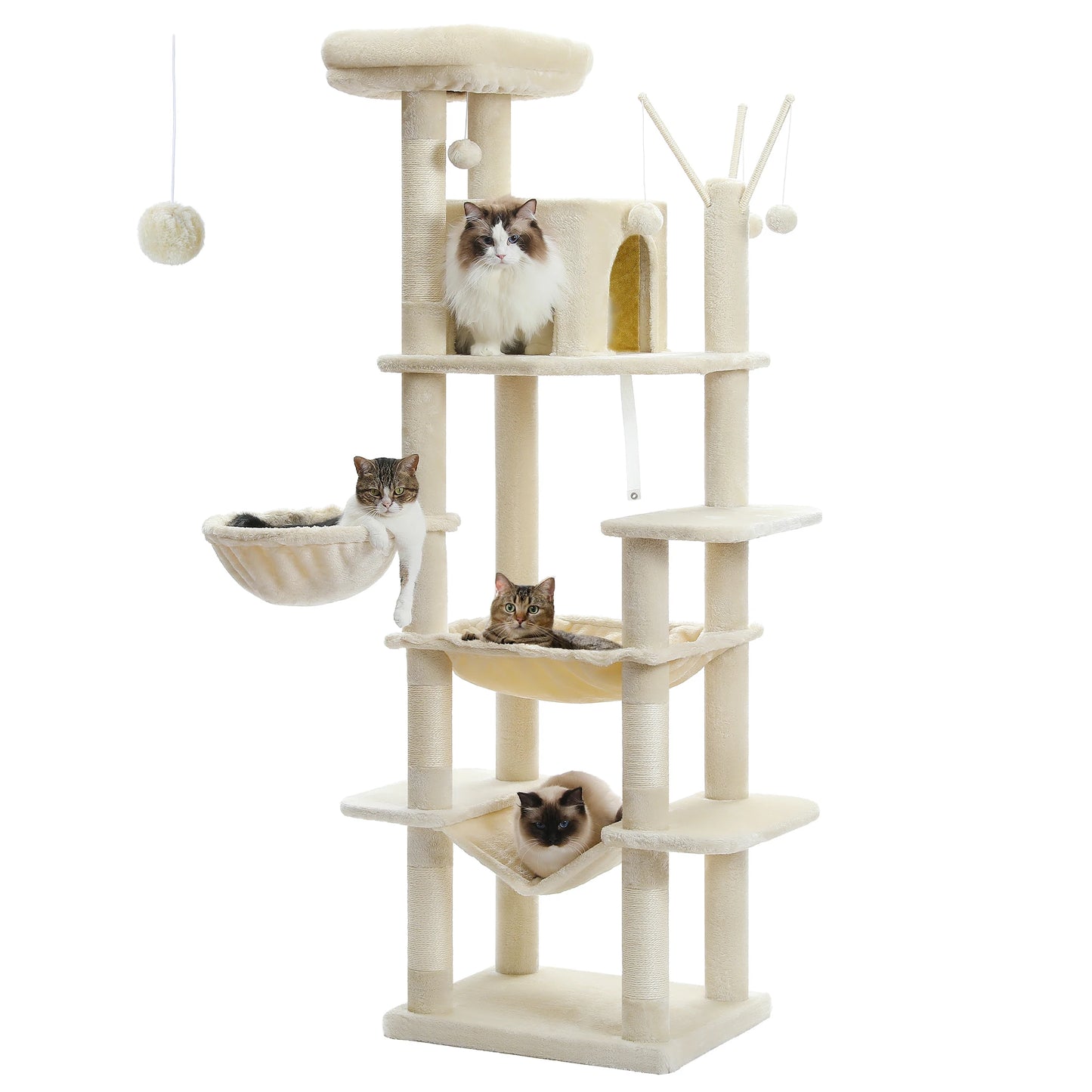 Multi-Level Cat Tower – Plush Tree Condo with Scratching Posts