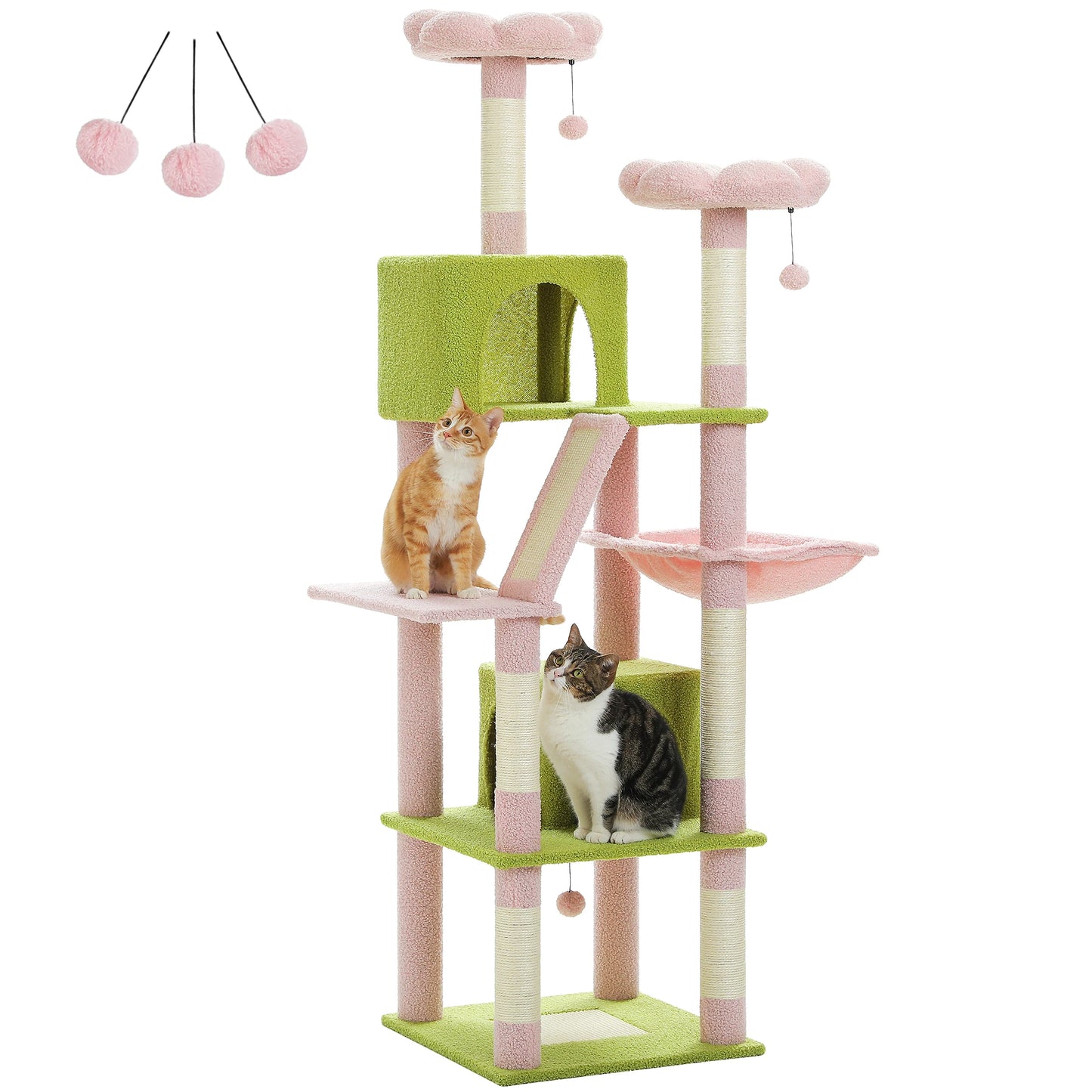 Multi-Level Cat Tower – Plush Tree Condo with Scratching Posts