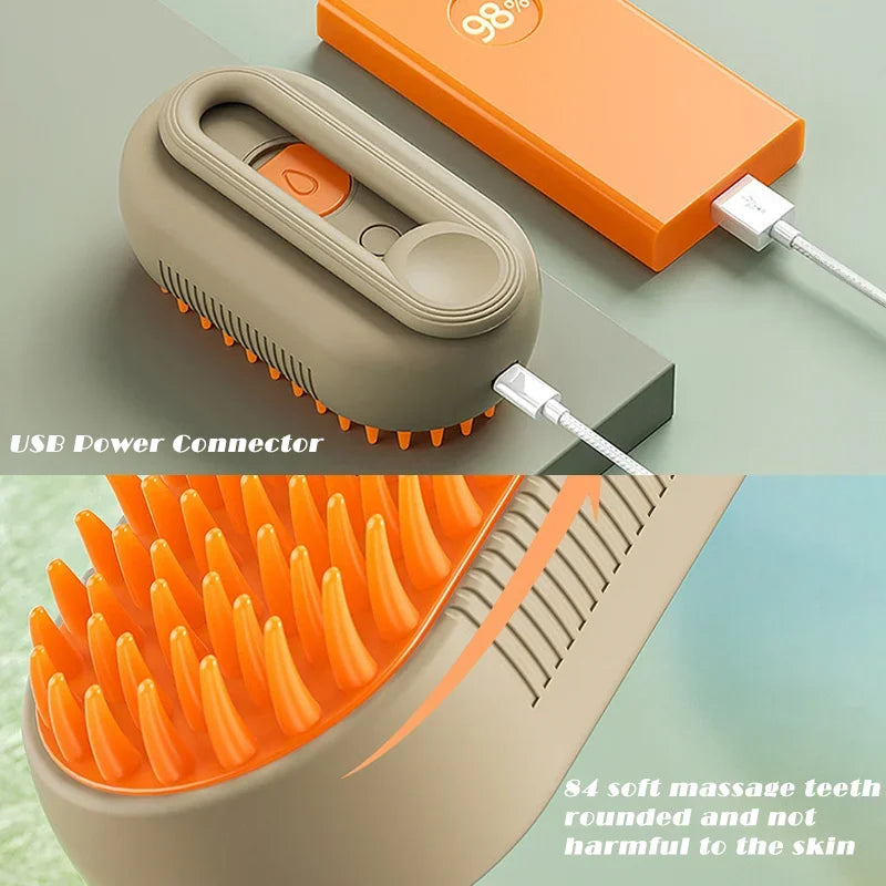 Zvizzi Pets™ 3-in-1 Electric Grooming Brush – Steam, Spray & Hair Removal
