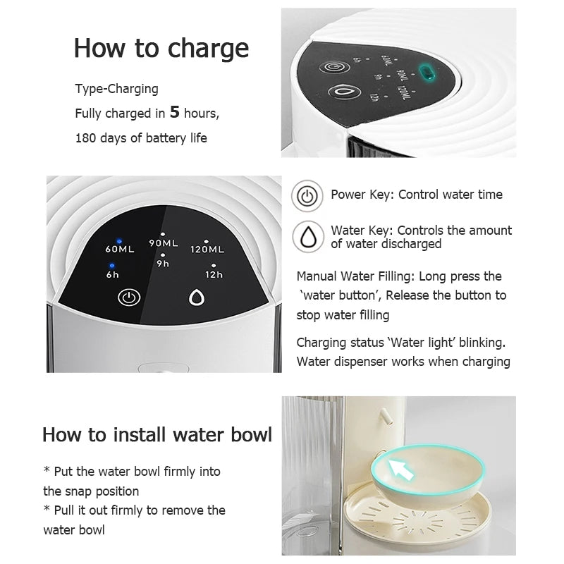 ZvizziPets™ Wireless Water Fountain – Smart Rechargeable Pet Dispenser