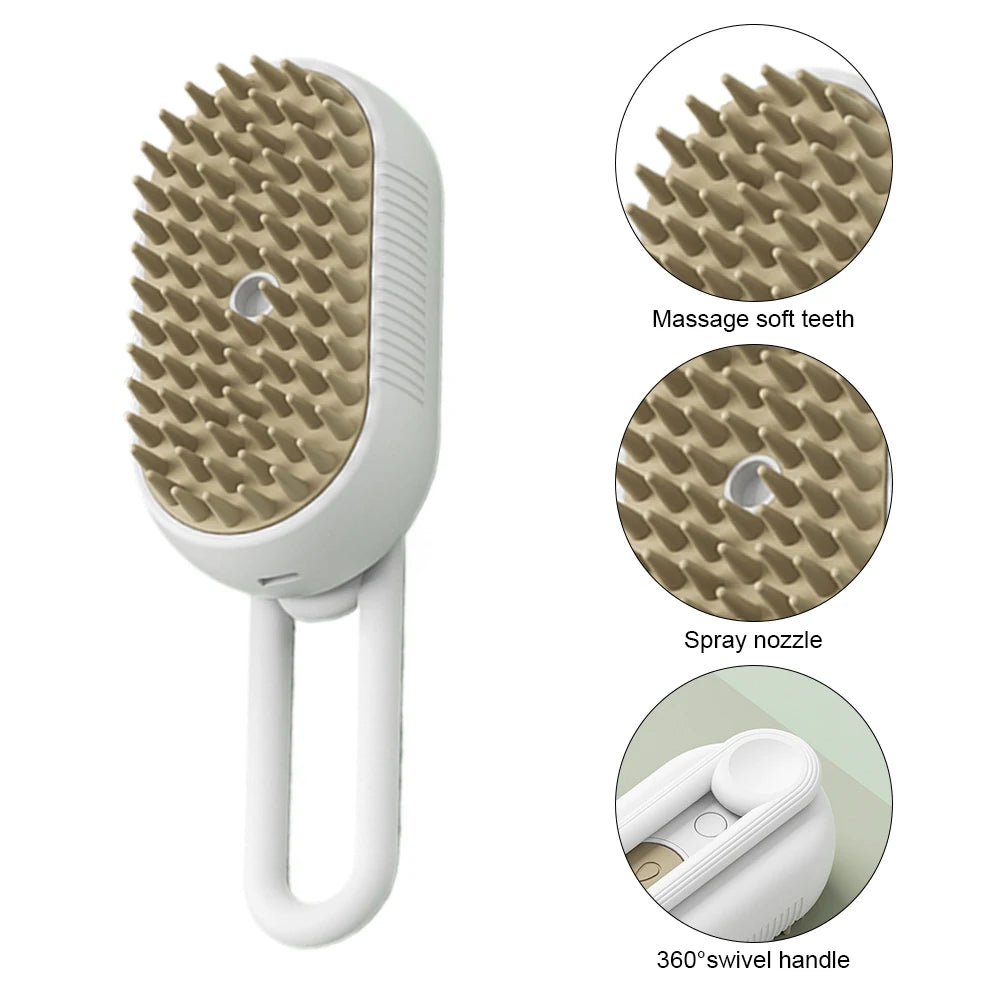 Zvizzi Pets™ 3-in-1 Electric Grooming Brush – Steam, Spray & Hair Removal