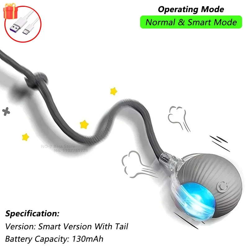 ZvizziPets™ SmartTail – Rechargeable Interactive Rolling Ball Toy for Cats