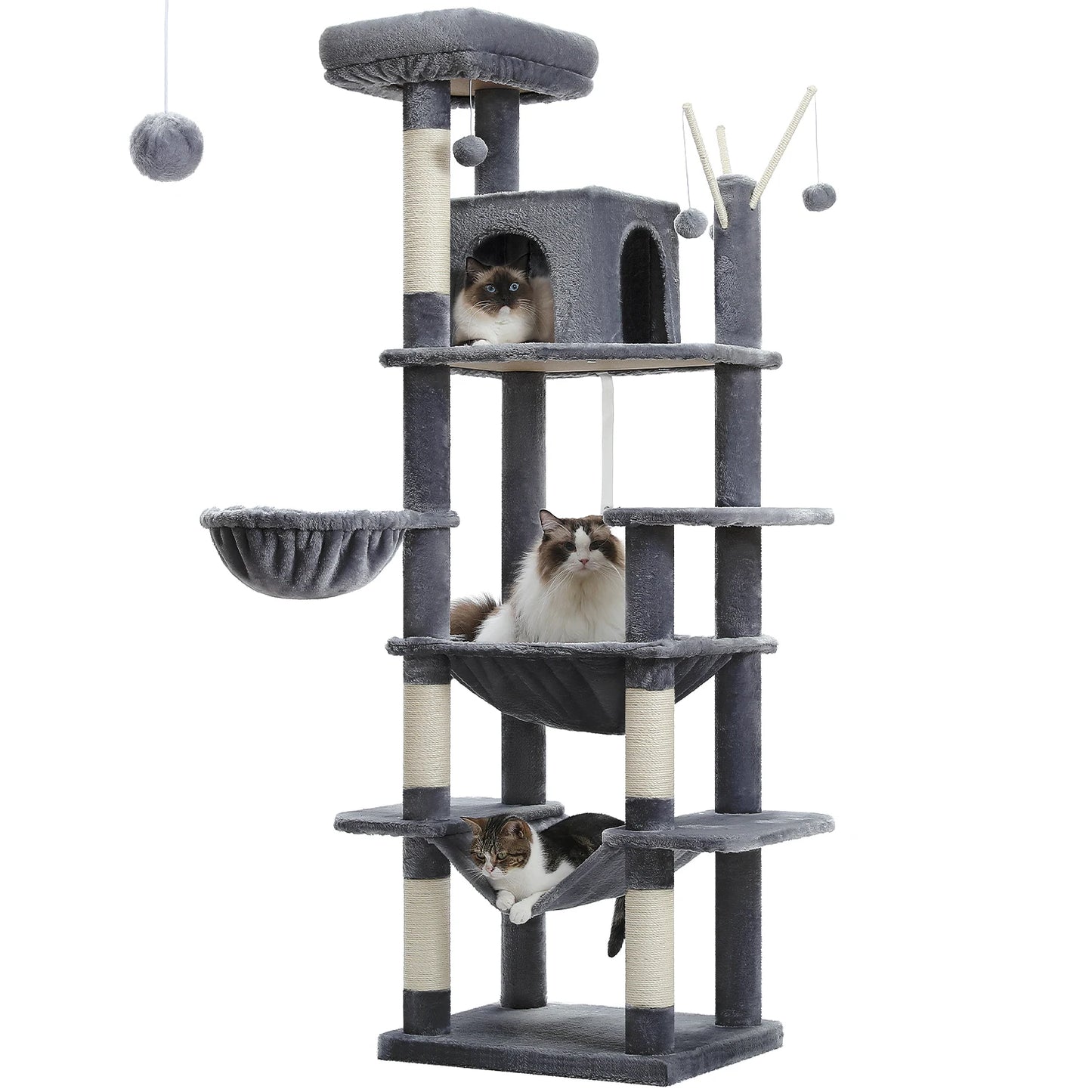 Multi-Level Cat Tower – Plush Tree Condo with Scratching Posts