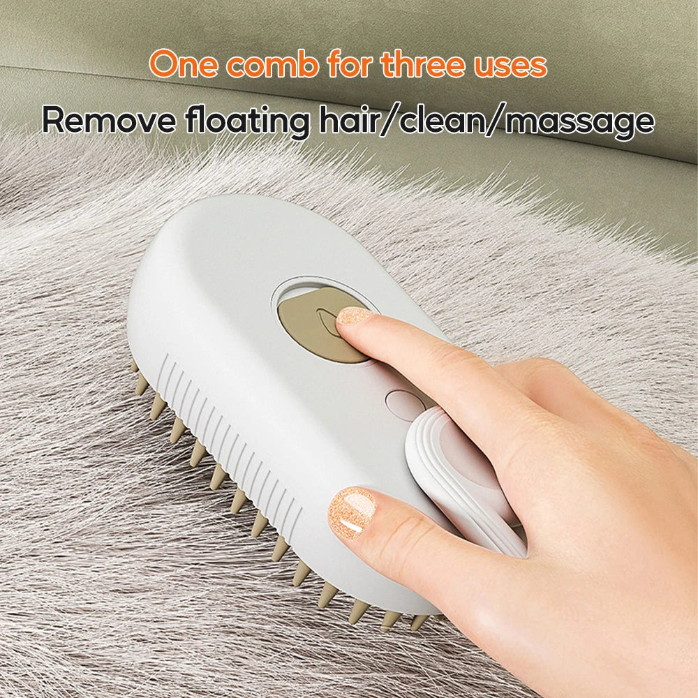 Zvizzi Pets™ 3-in-1 Electric Grooming Brush – Steam, Spray & Hair Removal