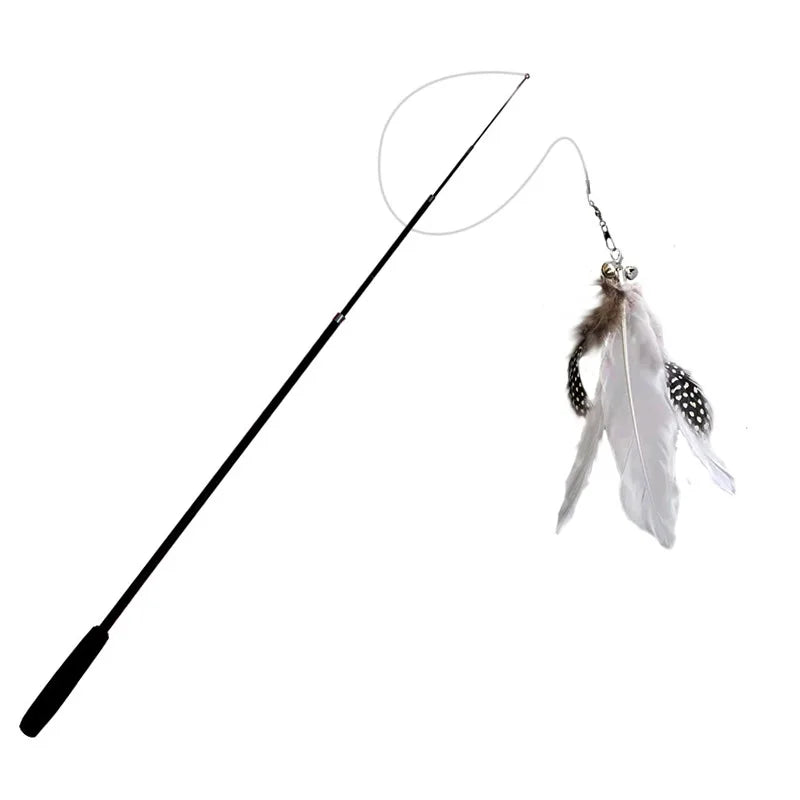 ZvizziPets™ Telescopic Cat Wand – 1.8m Interactive Feather Toy