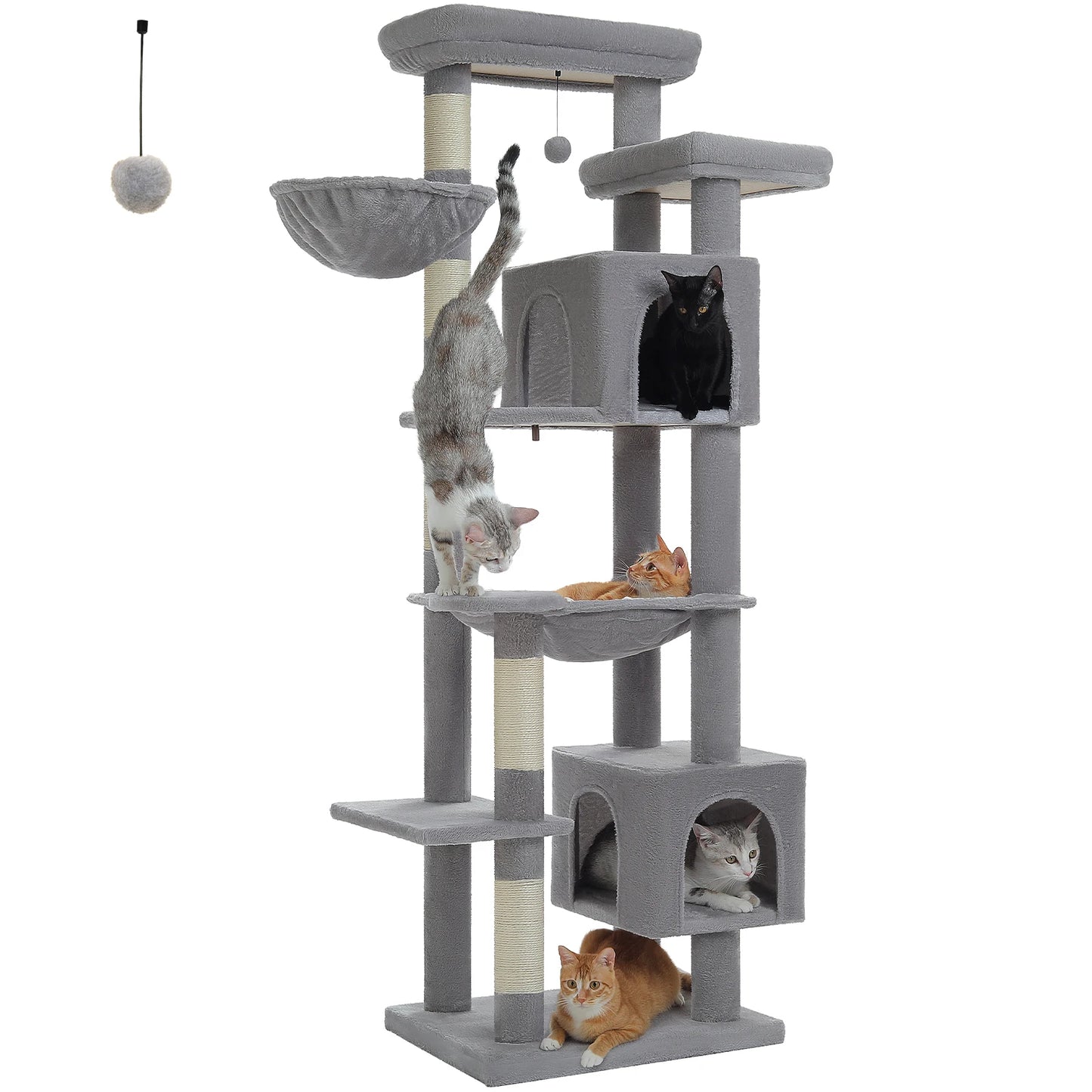 Multi-Level Cat Tower – Plush Tree Condo with Scratching Posts