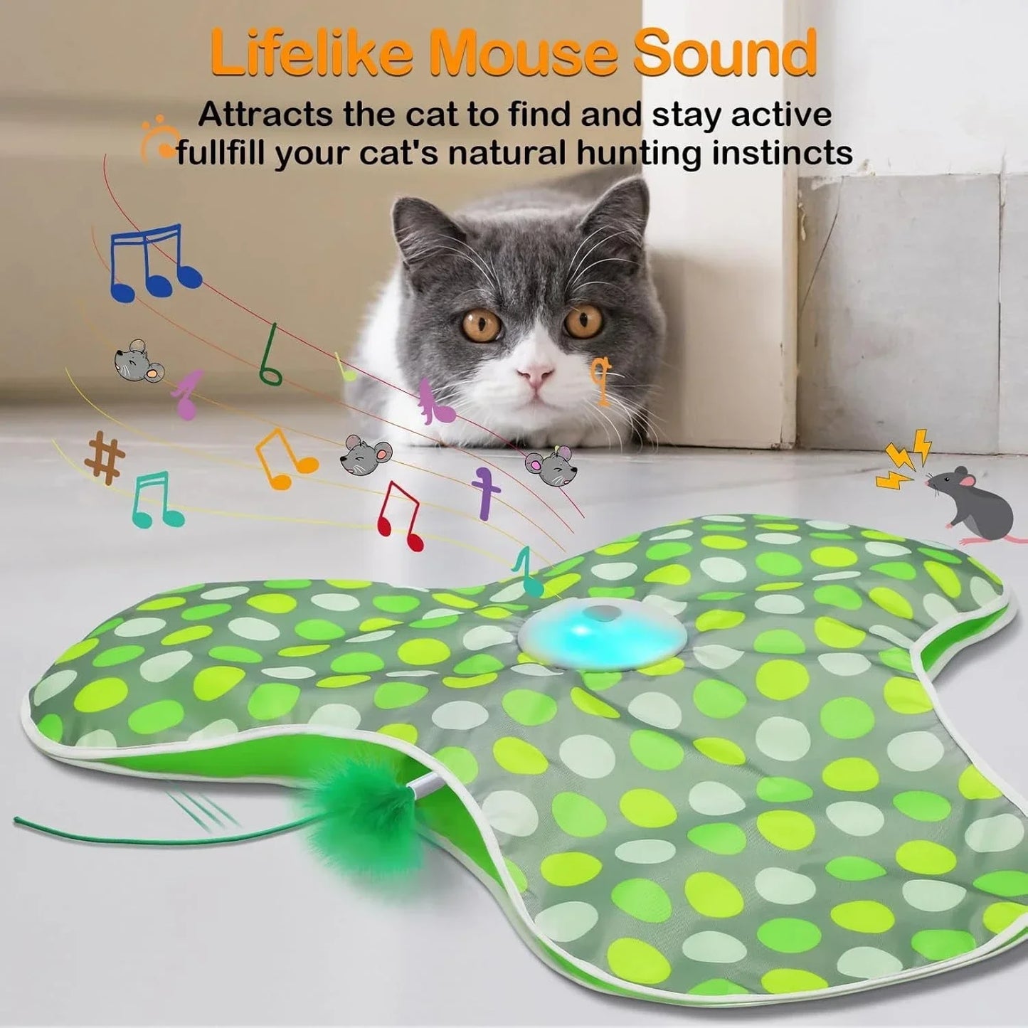 ZvizziPets™ Motion Mouse Teaser – Interactive Hide-and-Seek Toy
