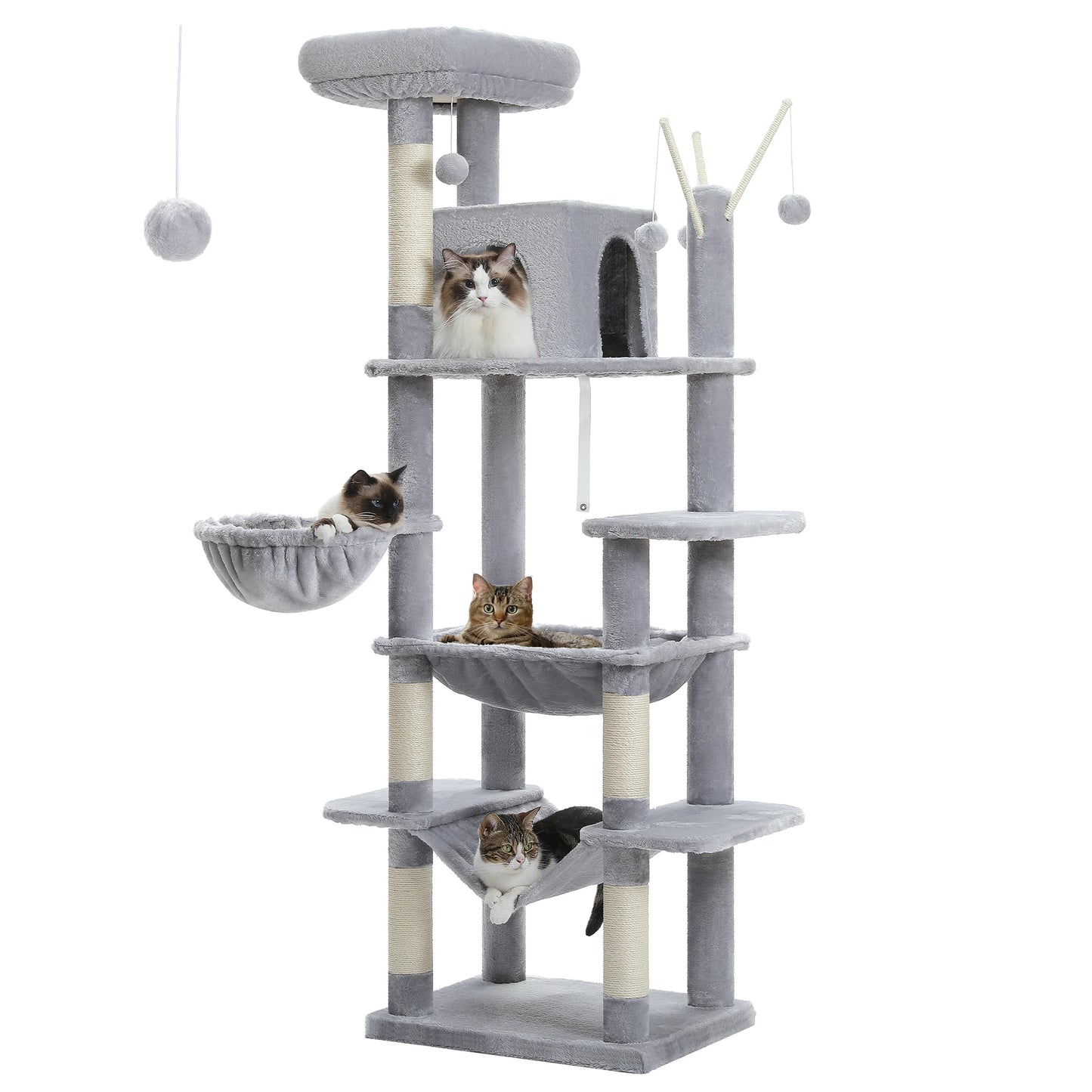 Multi-Level Cat Tower – Plush Tree Condo with Scratching Posts