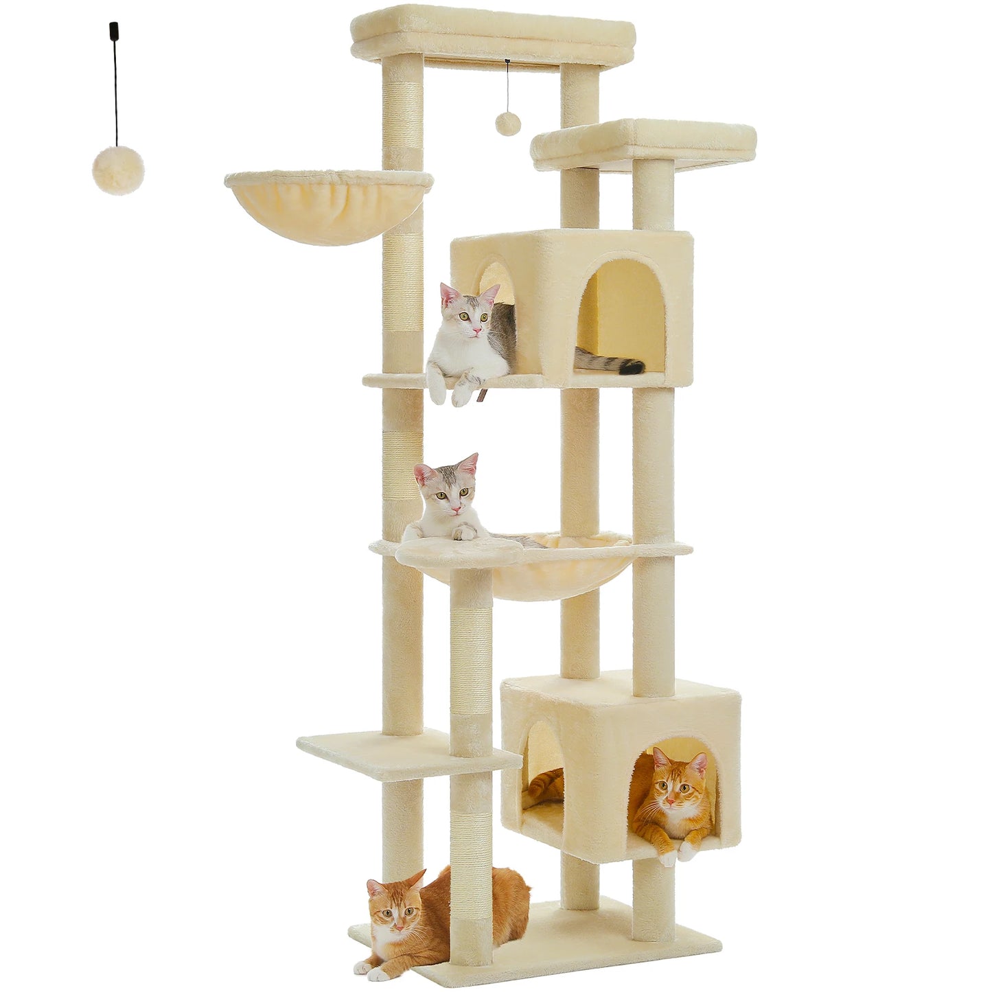 Multi-Level Cat Tower – Plush Tree Condo with Scratching Posts