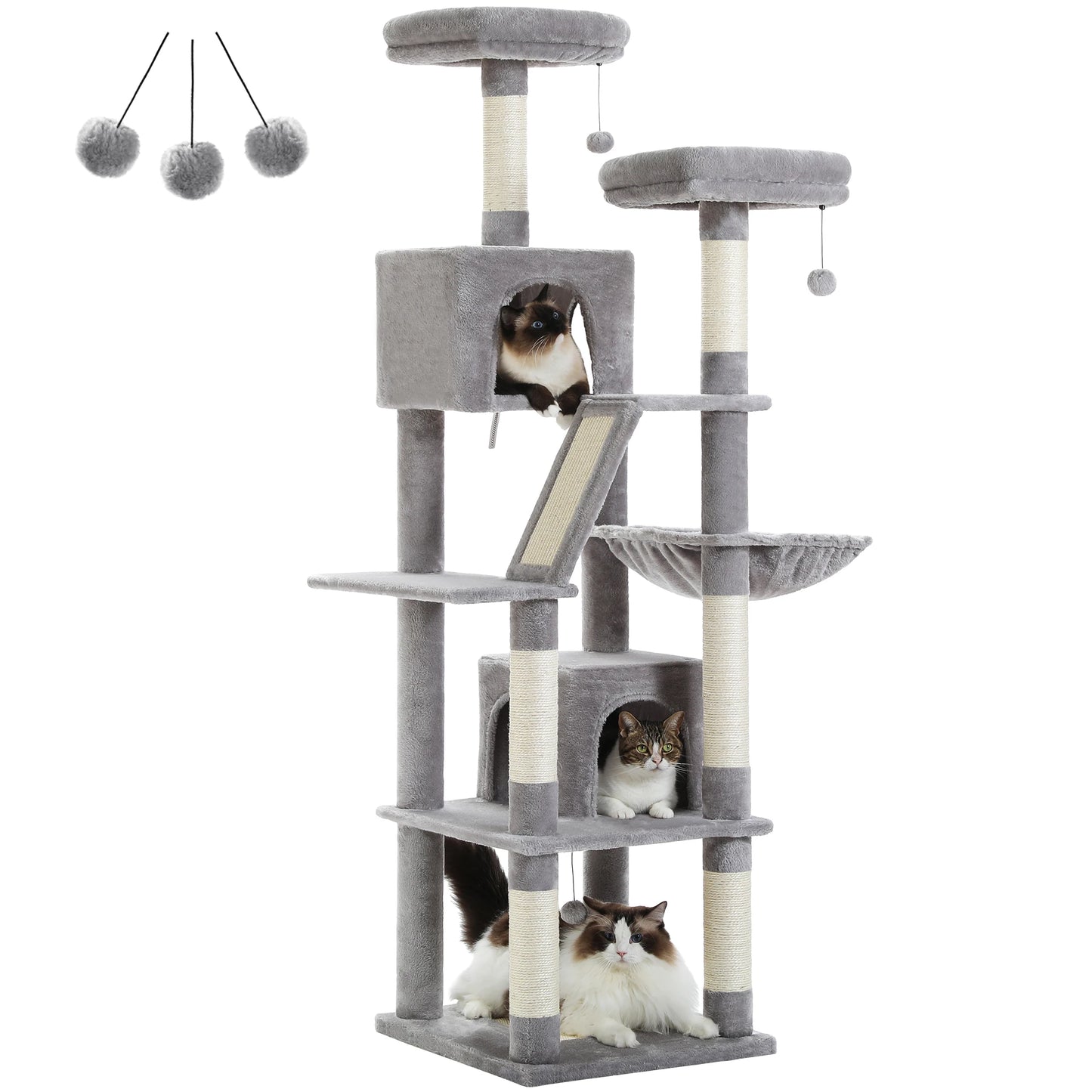 Multi-Level Cat Tower – Plush Tree Condo with Scratching Posts