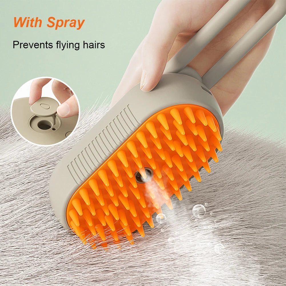Zvizzi Pets™ 3-in-1 Electric Grooming Brush – Steam, Spray & Hair Removal