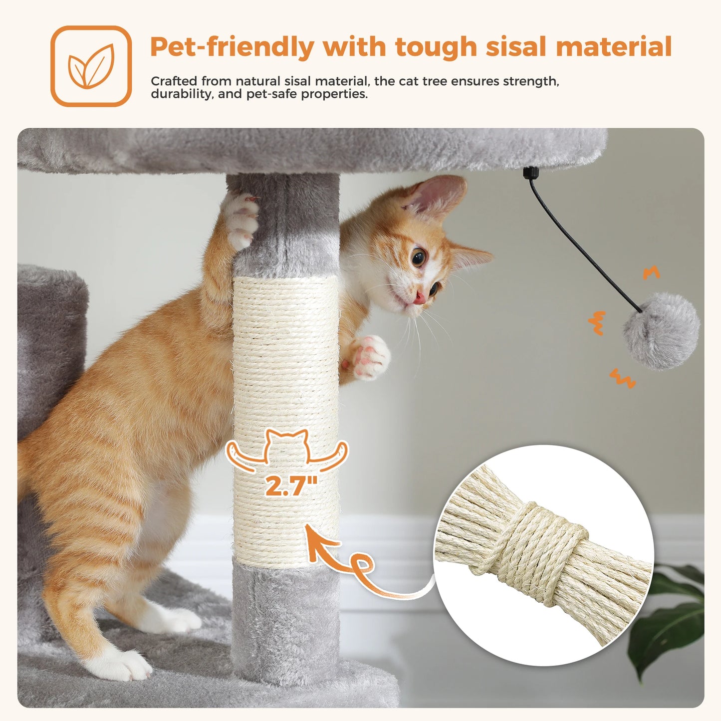 Multi-Level Cat Tower – Plush Tree Condo with Scratching Posts