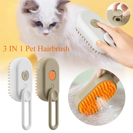 Zvizzi Pets™ 3-in-1 Electric Grooming Brush – Steam, Spray & Hair Removal