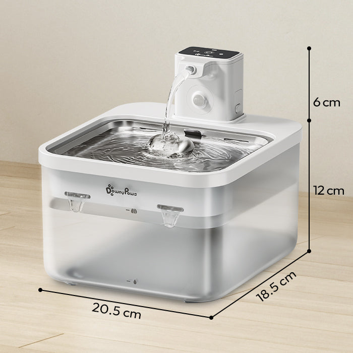 ZvizziPets™ Wireless 2.5L Stainless Steel Water Fountain – Battery & Sensor Powered