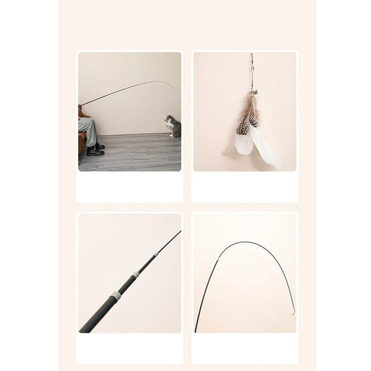 ZvizziPets™ Telescopic Cat Wand – 1.8m Interactive Feather Toy