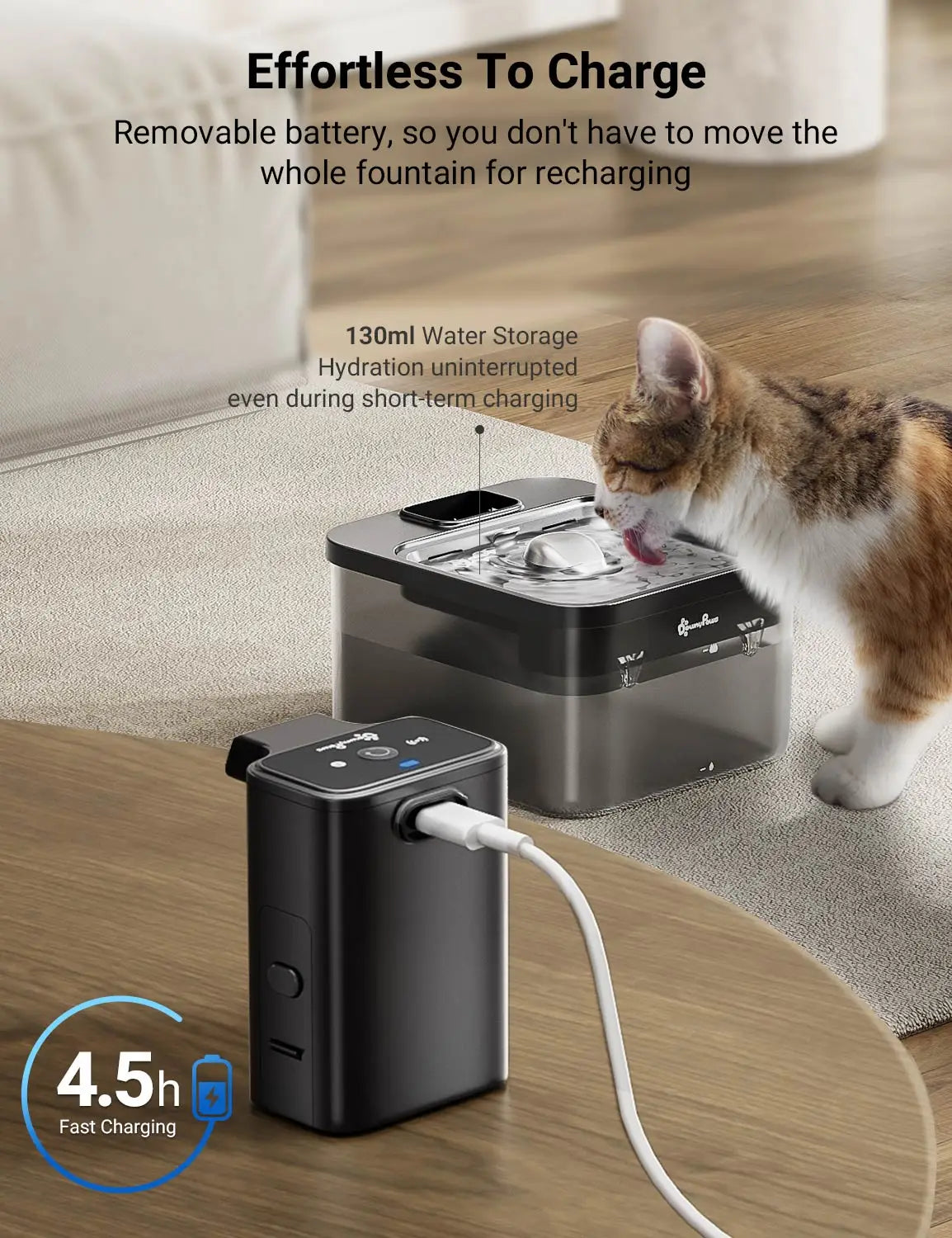 ZvizziPets™ Wireless 2.5L Stainless Steel Water Fountain – Battery & Sensor Powered